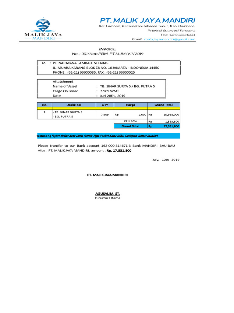 Invoce MJM - Narayana Invoice 5-6 | PDF