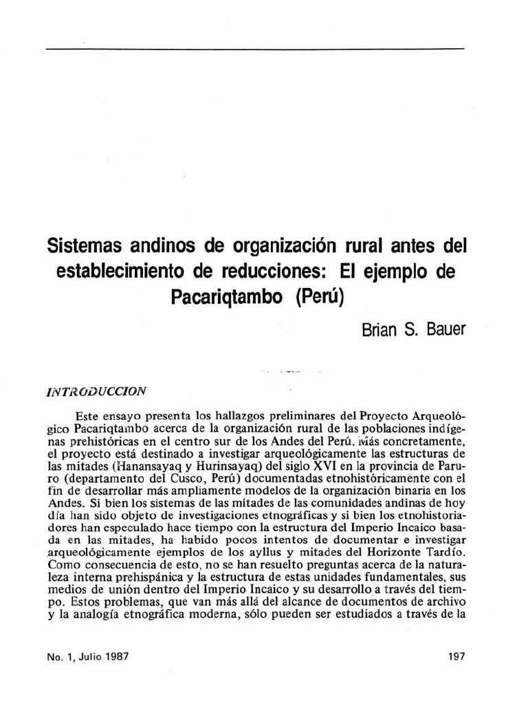 BAUER Organizacionrural Pacarictambo | PDF | Pueblos Indígenas de las ...