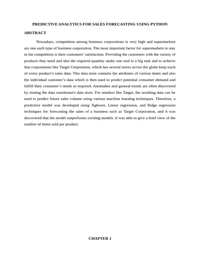 20 Predictive Analytics For Sales Forecasting Using Python | PDF ...