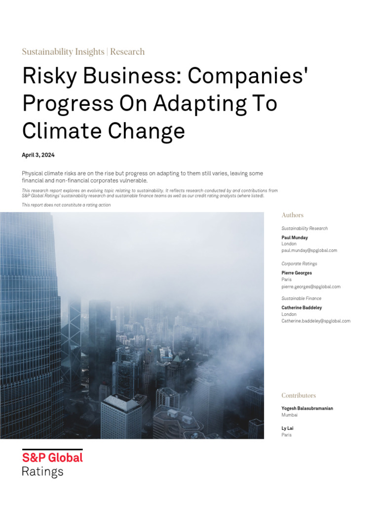Risky Business Companies Progress On Adapting To Climate Change | PDF ...