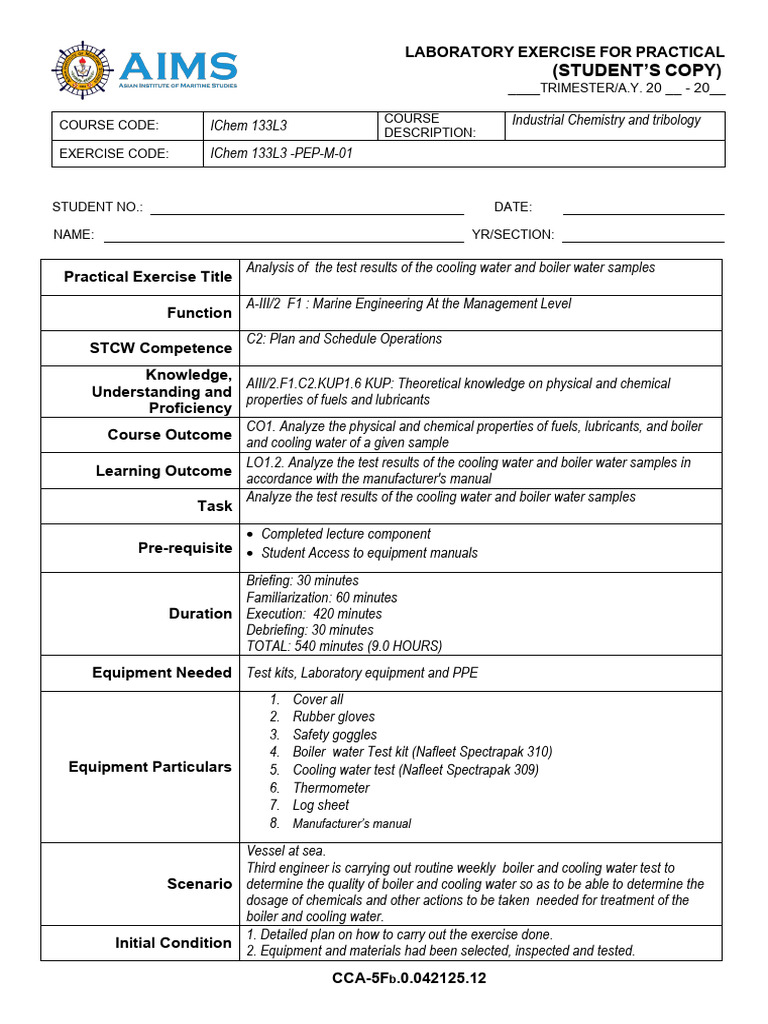 IChem PEP M 01 For Practical Students | PDF | Ph | Water
