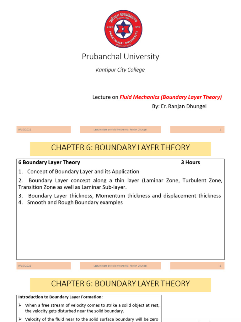 Chapter-6 Boundary Layer Theory-RD | PDF | Boundary Layer | Laminar Flow