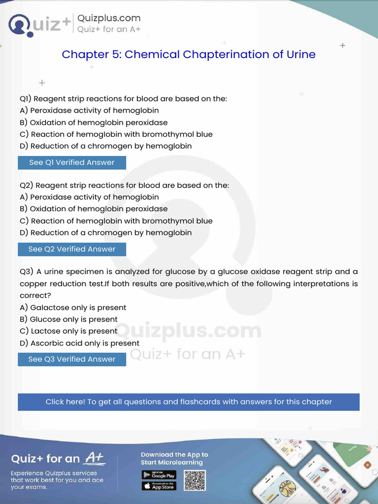 Reagent Strip Reactions For Blood Are Based On The | PDF | Medical ...