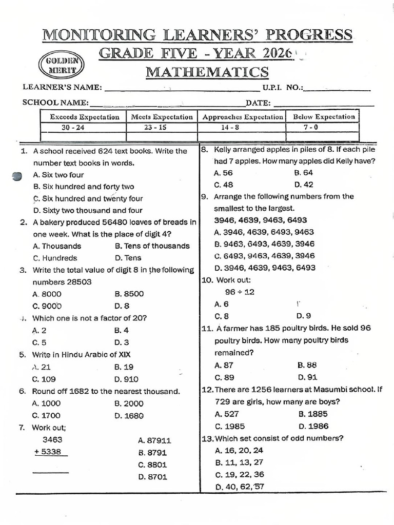 Grade 5 Mathematics Term 1 | PDF