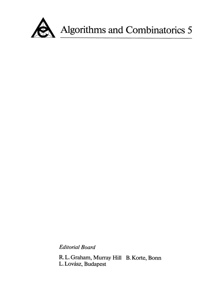 Algorithms and Combinatorics 5: Editorial Board | PDF | Set ...