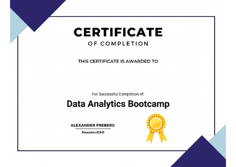 Data Analytics Bootcamp Certification of Completion | PDF