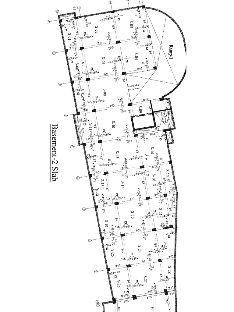 Reference Drawing For BBS of Basement-2 Slabs GRID 1-10-095319 | PDF