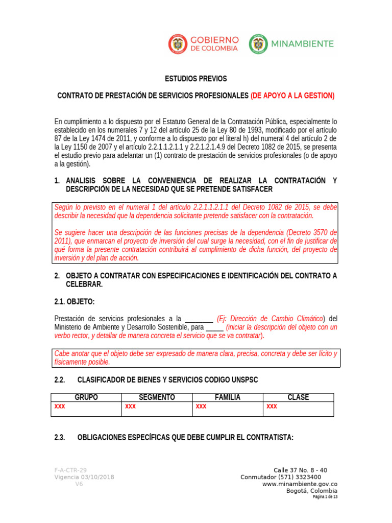 F-A-CTR-21 - Modelo Contrato Prestacion de Servicios - V7 | PDF ...