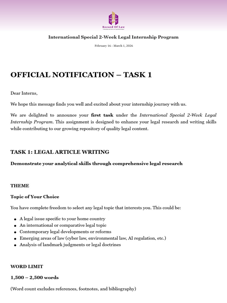 Official Notification - Task 1 - Rol-Tw-Ic | PDF | Citation | Plagiarism