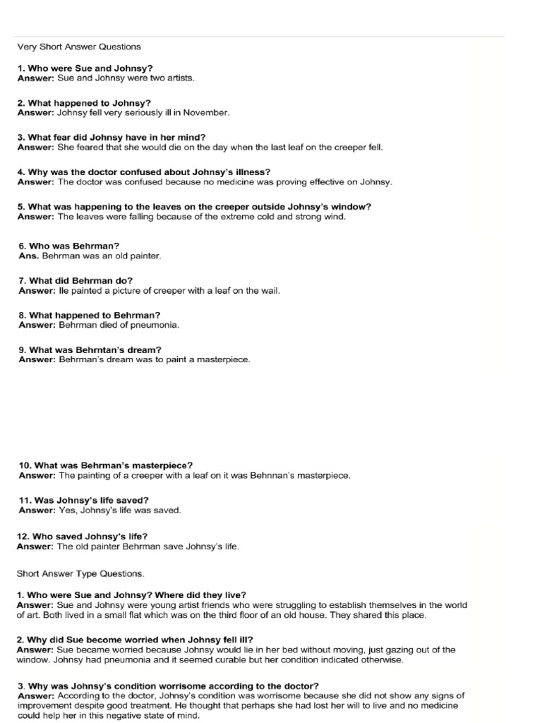 The Last Leaf Q&A | PDF