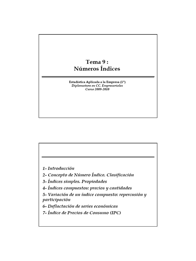 Tema9 Numeros Indices | PDF | Porcentaje | Matemáticas