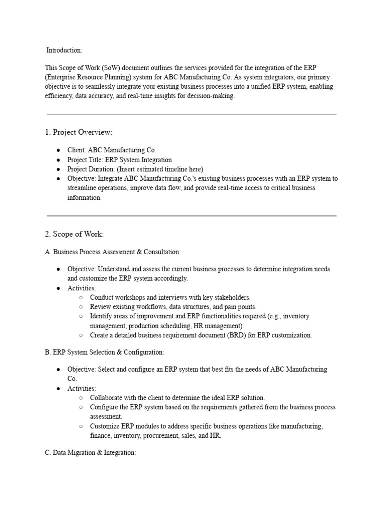 ABC Manufacturing Co ERP Integration Scope | PDF | Enterprise Resource ...