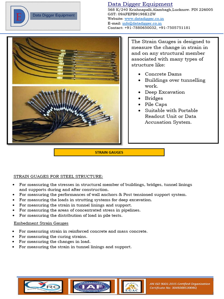 Model DDE-5500 Strain Gauges | PDF | Concrete | Wire