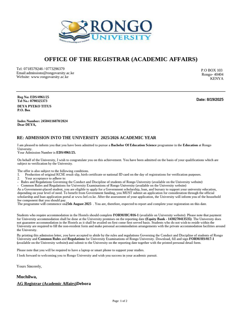 EDS 4961 25 Admletter | PDF