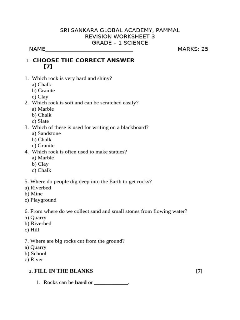 g1 Science 27th March Revision Worksheet | PDF