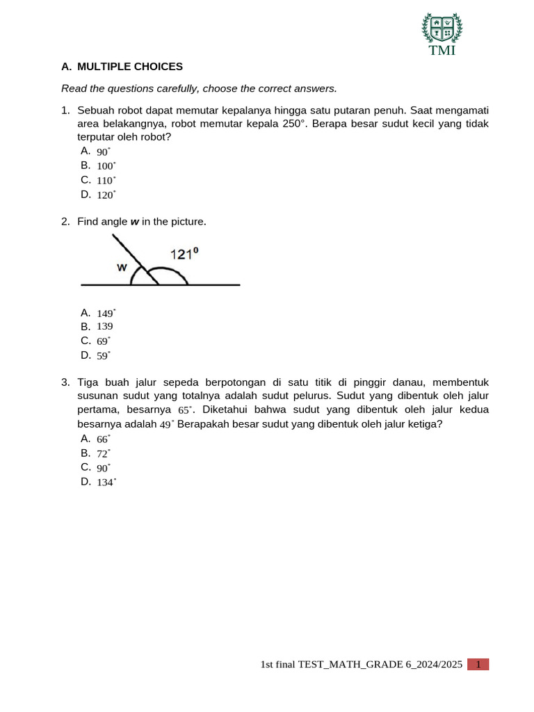 Anna Mathematics SemesterTest Gr6 Q2 2025 | PDF