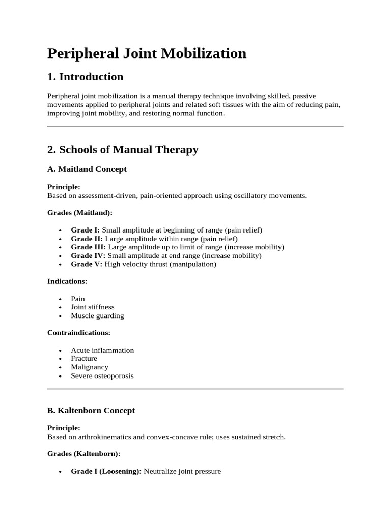 Peripheral Joint Mobilization ET | PDF | Joint | Manual Therapy