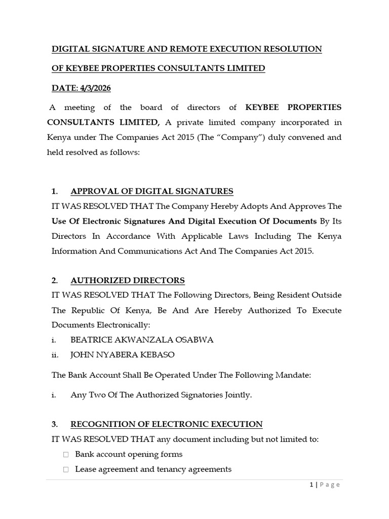 Resolution of Digital Signatories | PDF | Signature