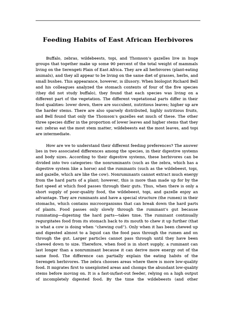 OG T2-1 Feeding Habits of East African Herbivores【P345】 | PDF ...