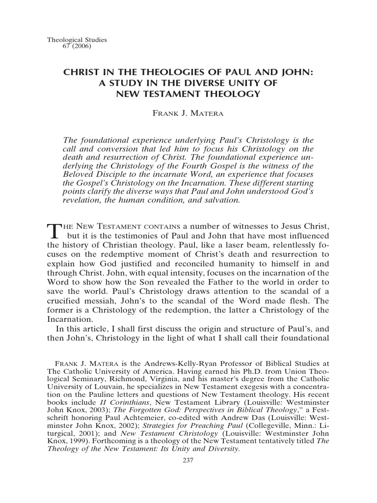 Pauline and Johannine Christology | PDF | Gospel Of John | Resurrection ...