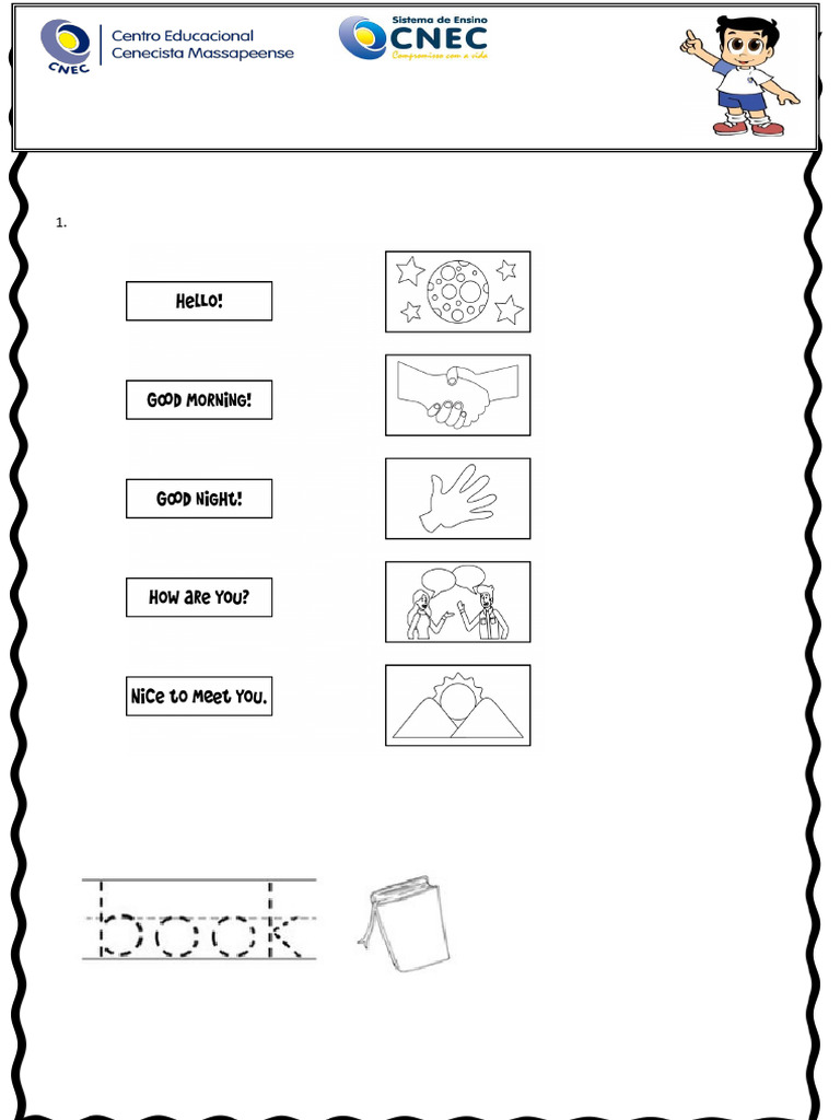 Primeira Avaliação Ingles 1 Ano Fundamental | PDF