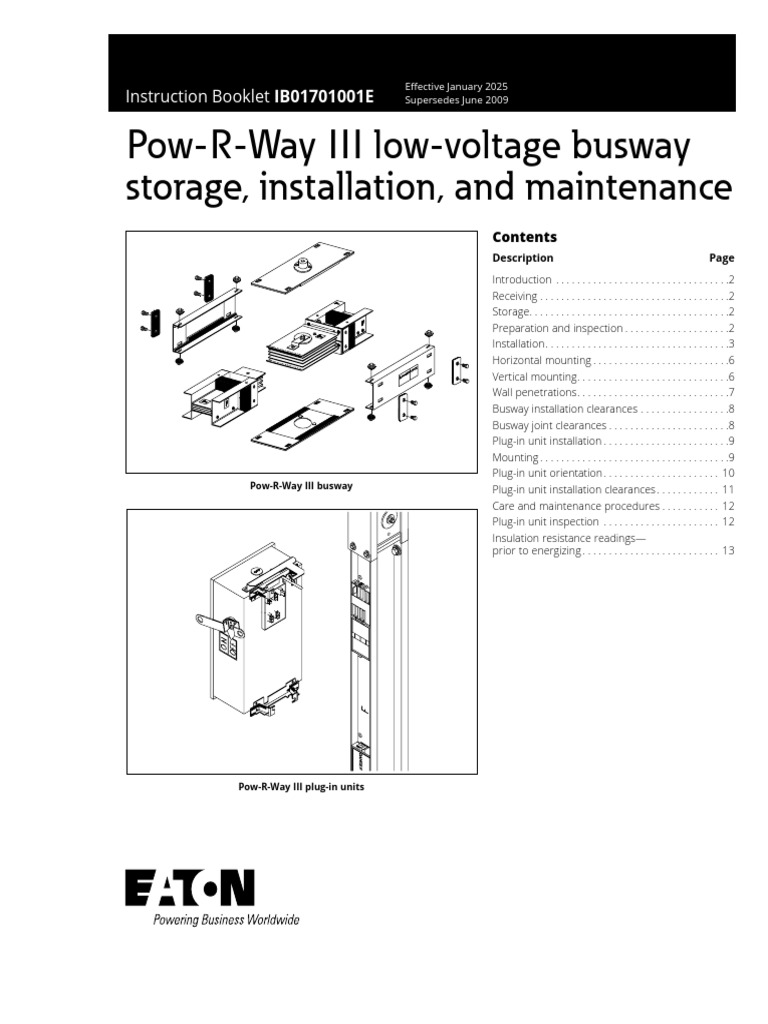 Eaton Busway Pow R Way III Instructions Ib01701001e | PDF | Wall | Fuse ...