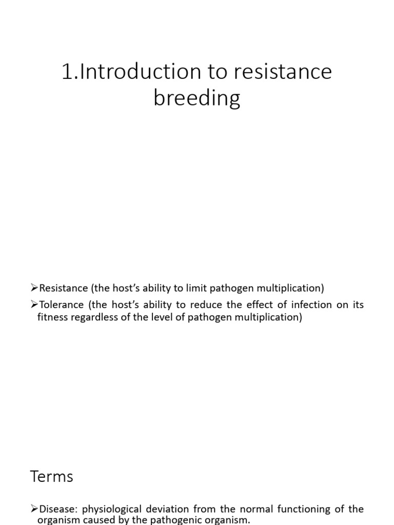 1 Introduction To Resistance Breeding | PDF | Plant Breeding | Pathogen