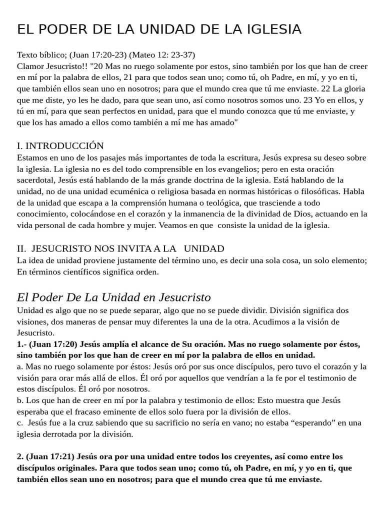 Poder de La Unidad | PDF | Jesús | Iglesia cristiana