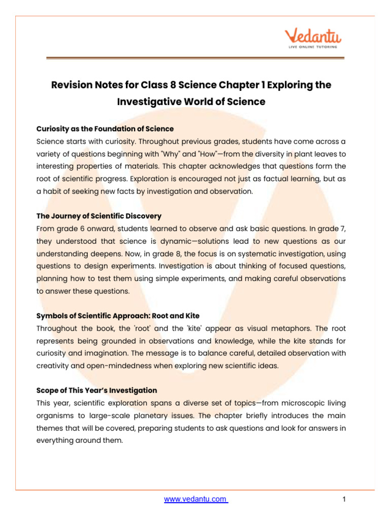 Revision Notes For Class 8 Science Chapter 1 2025-26 - Free PDF | PDF ...