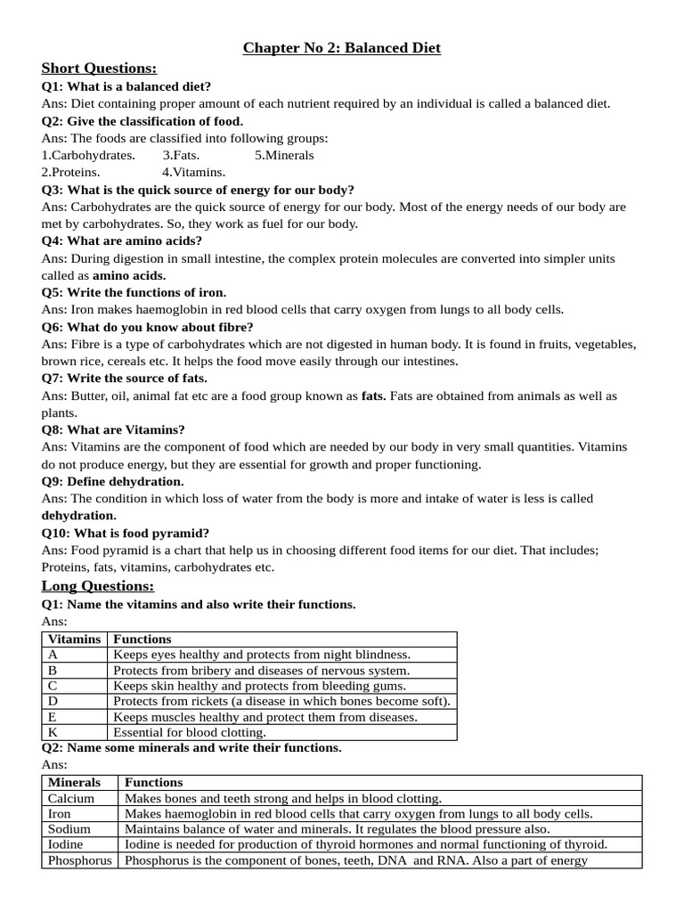 Class 6 Chapter 2 Notes | PDF | Foods | Vitamin