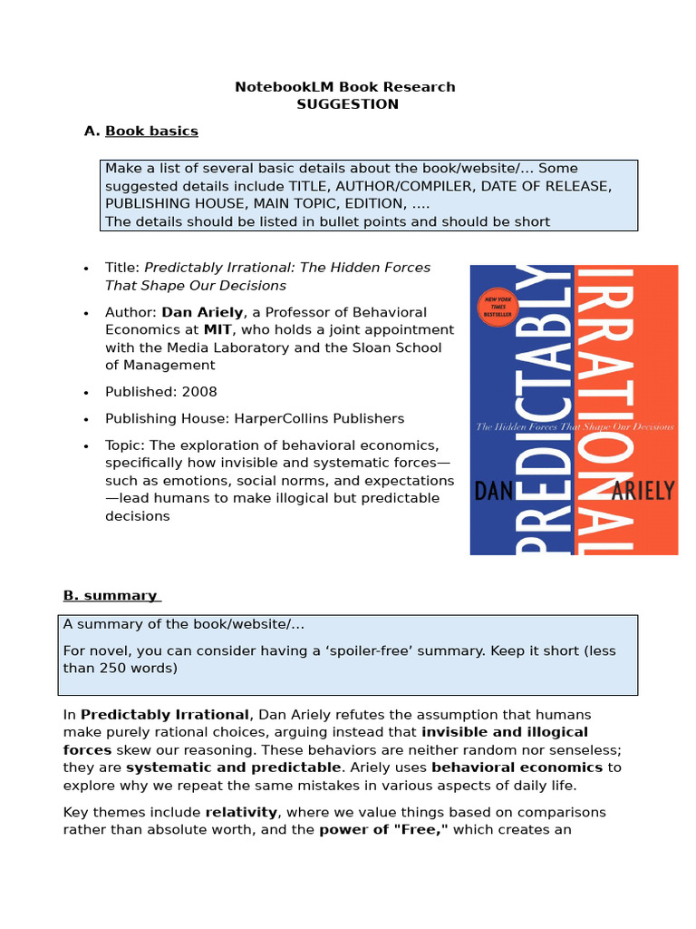 NotebookLM Book Research - SAMPLE - With Suggestions | PDF | Behavioral ...