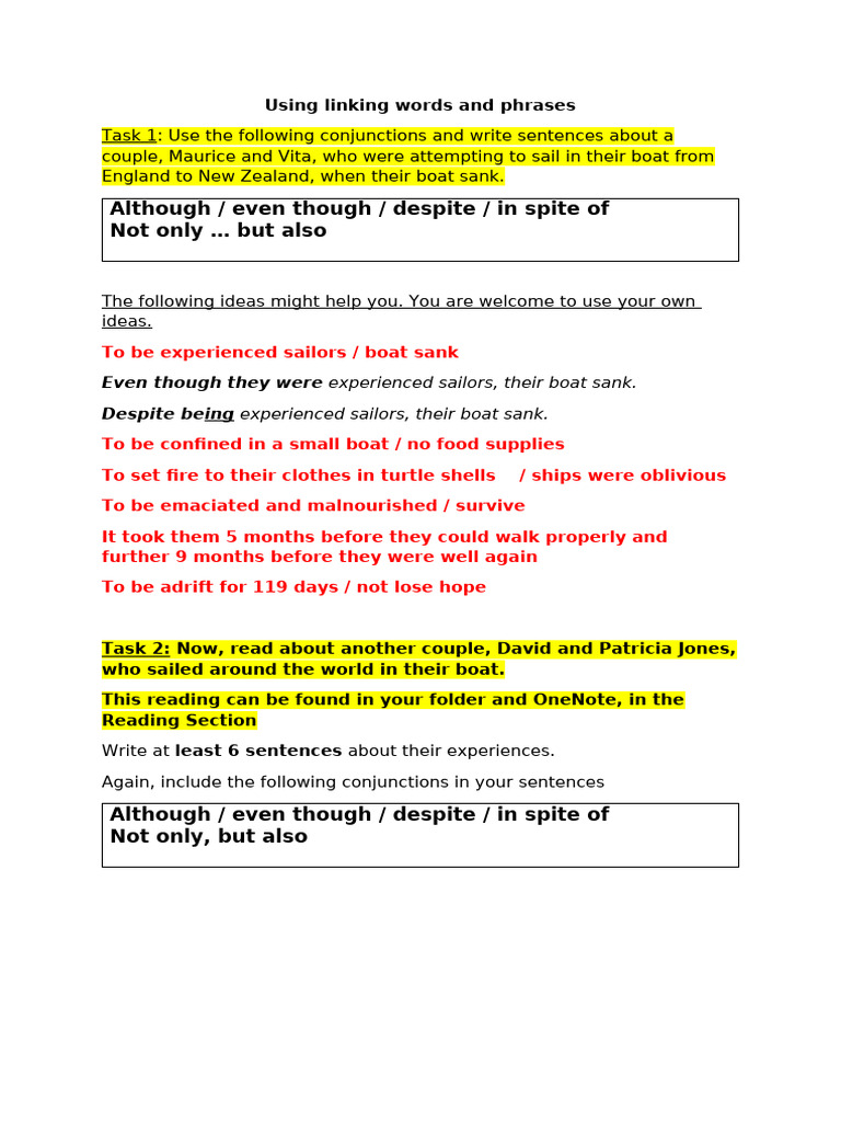 Prep On Use of Linking Words 2 | PDF