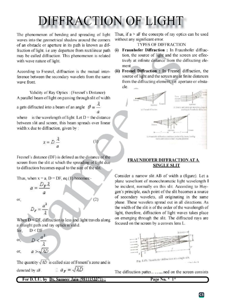 Diffraction Notes | PDF