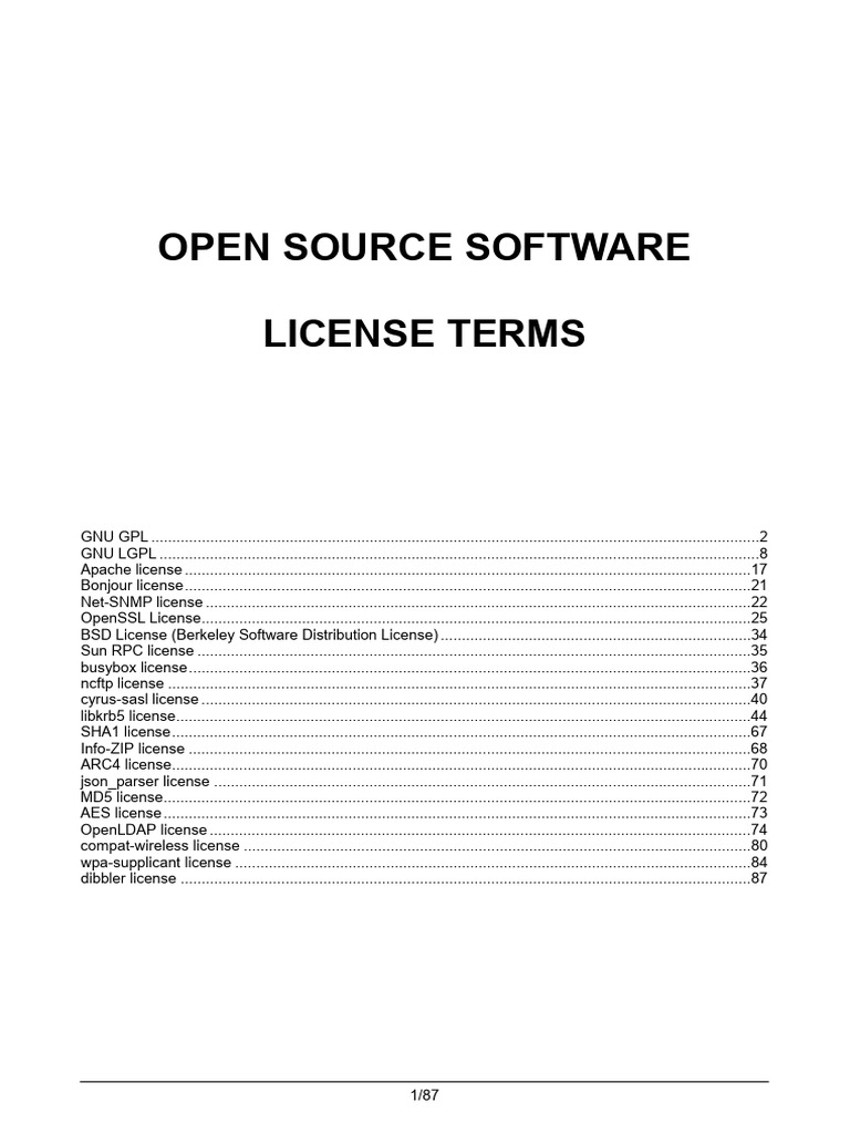 Open Source Software License Terms | PDF | License | Library (Computing)