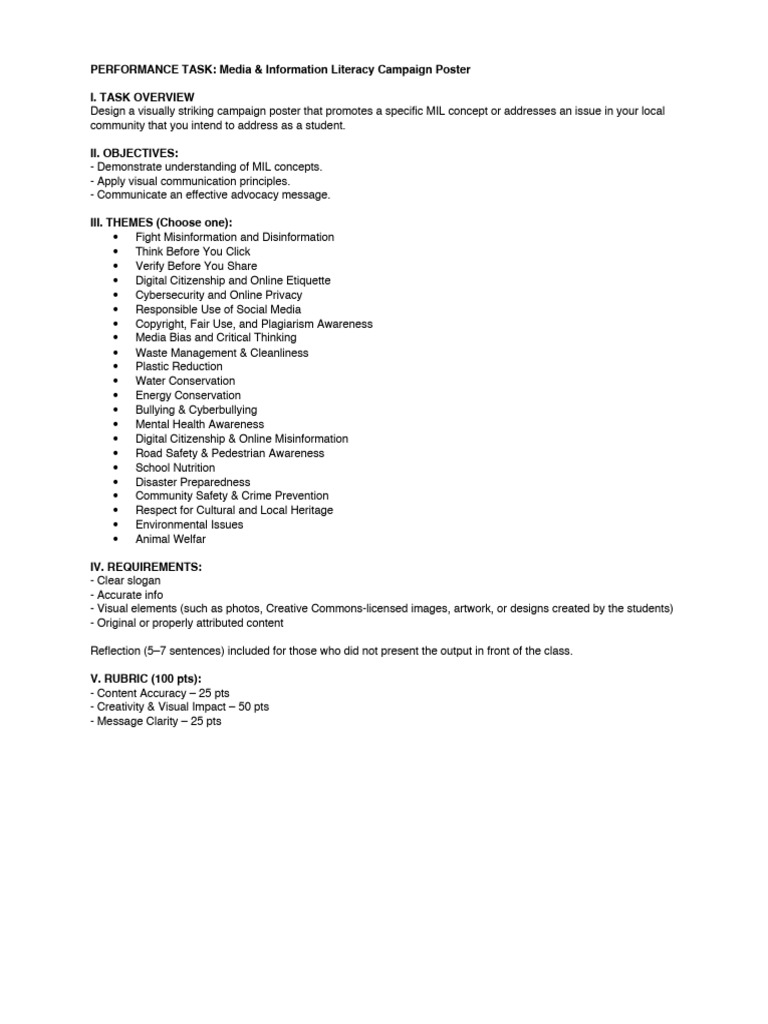 Performance Task Media Poster | PDF
