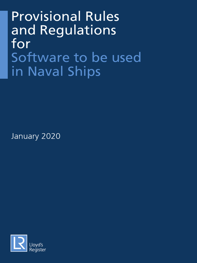 Provisional Rules and Regulations For Software To Be Used in Naval ...