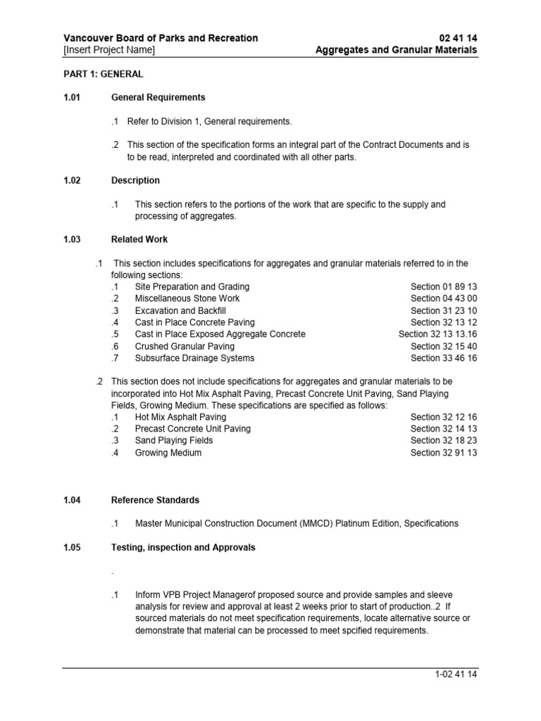 02 41 14 Aggregates and Granular Materials | PDF | Construction ...