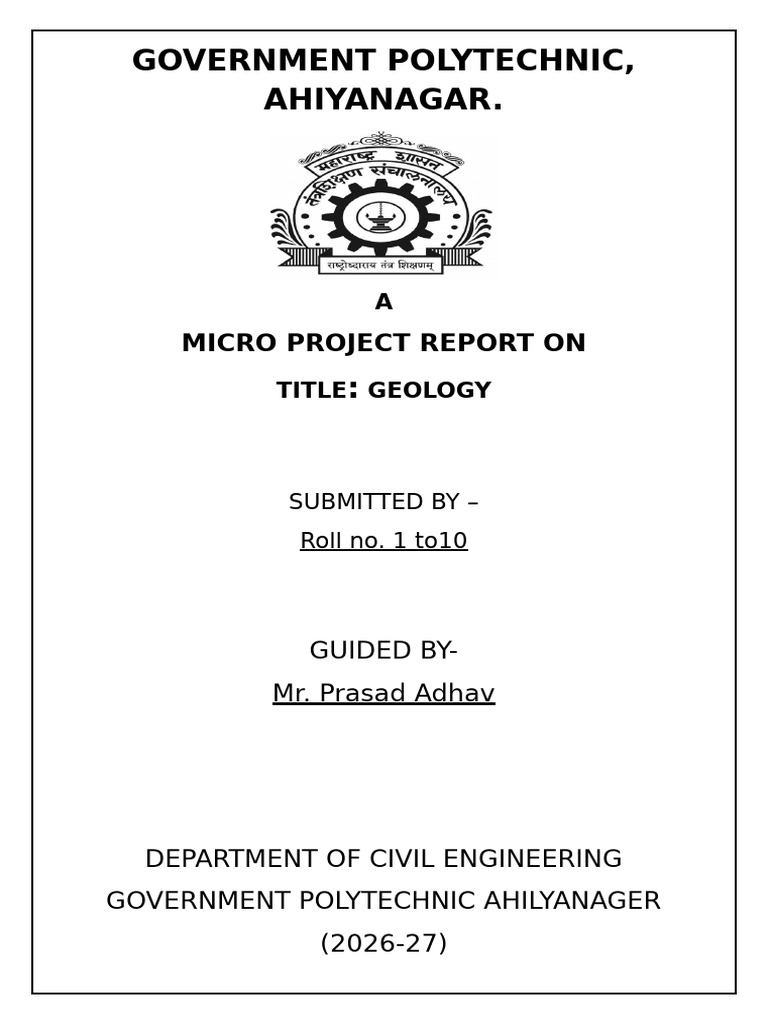 Government Polytechnic, Ahiyanagar.: Micro Project Report On | PDF ...