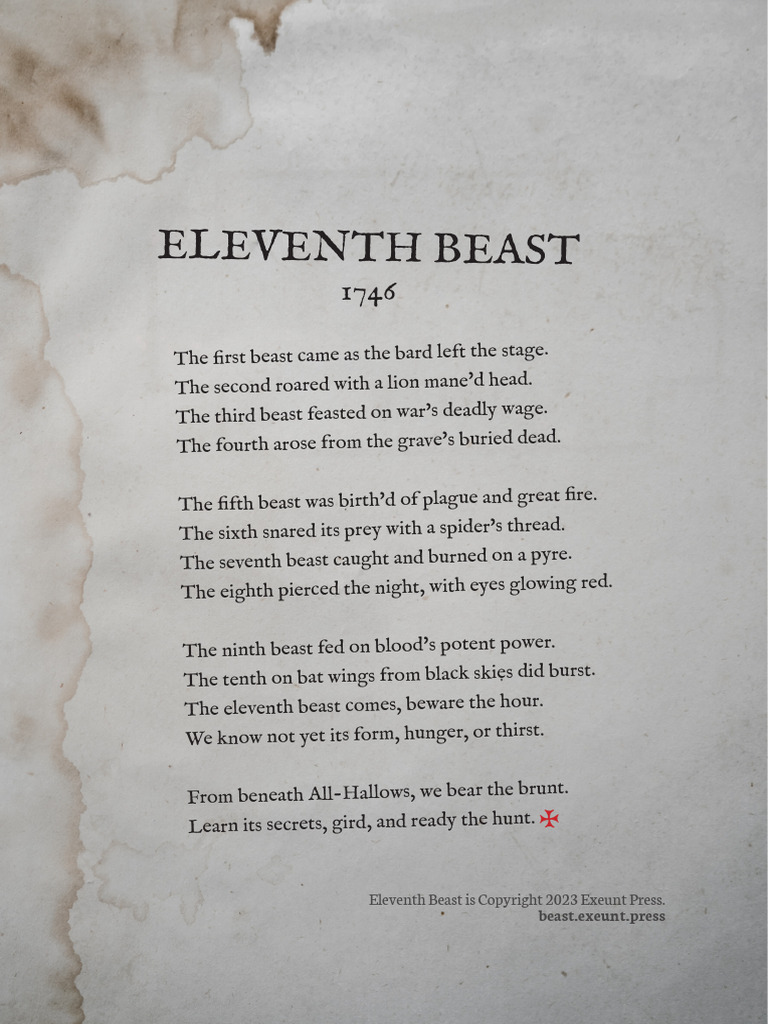 EXEUNT - Eleventh Beast - The Beast Sonnet | PDF