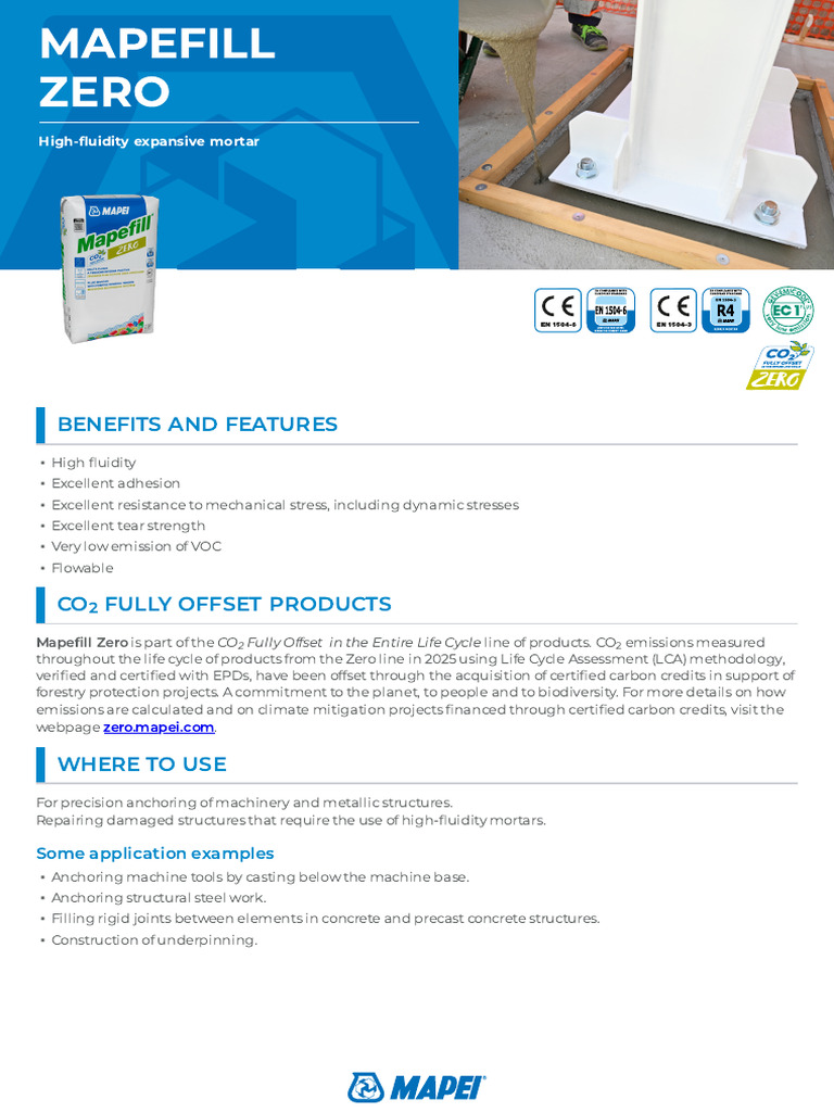 Mapfill Zero Datasheet | PDF | Concrete | Pascal (Unit)
