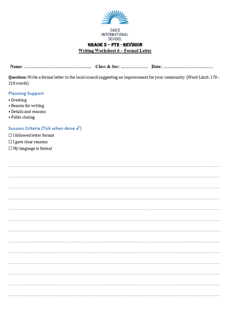 Grade 5 - Writing - Revision Worksheet 6 | PDF | Grammar | Human ...