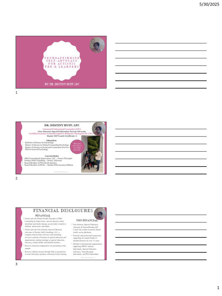 Autism Little Learners DHuff PreKSelfAdvocacyHandout 2025 | PDF ...
