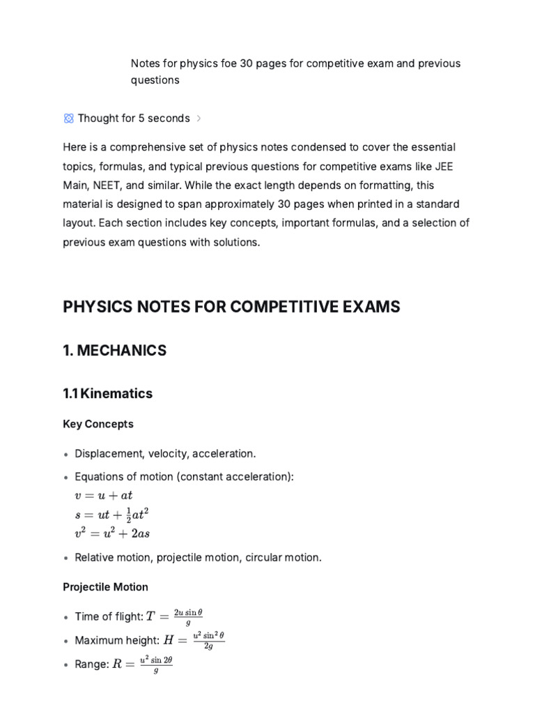 Physics Notes For Competitive Exam | PDF | Rotation Around A Fixed Axis ...