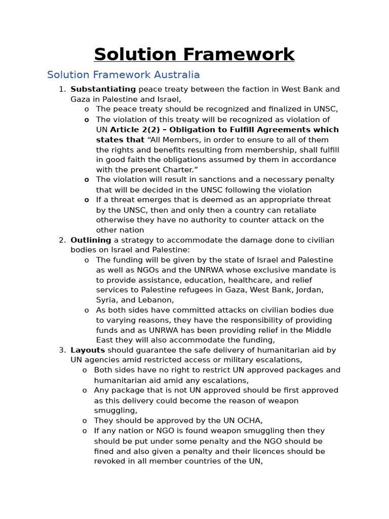 Solution Framework For MUN Australia | PDF | Unrwa | Treaty On The Non ...
