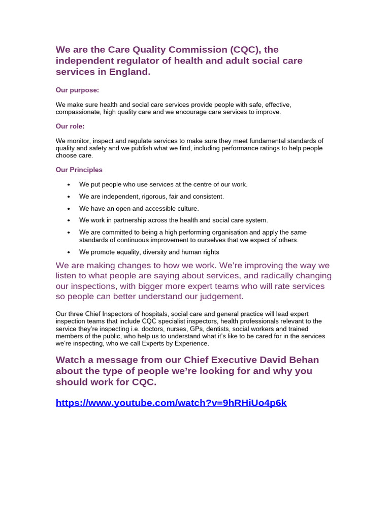 Care Quality Commission | PDF | Social Equality | Equality Rights
