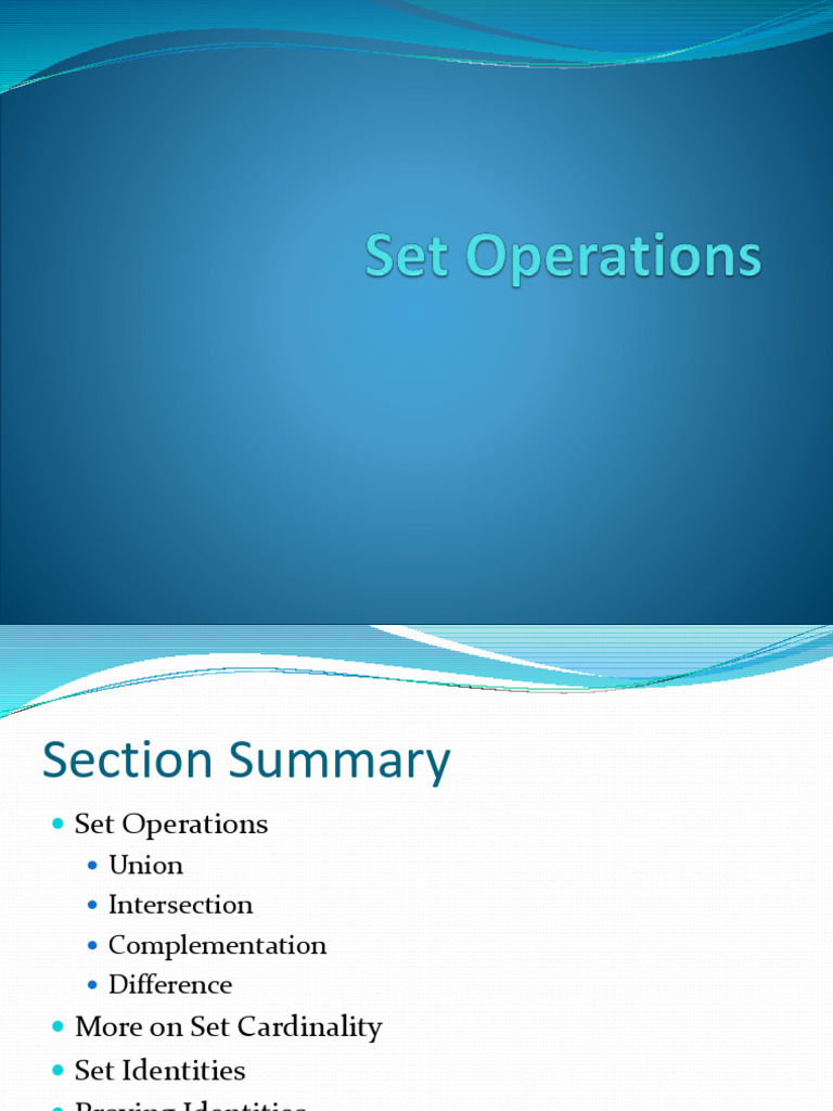 Week 1b Set Operations | PDF | Set (Mathematics) | Intersection (Set ...