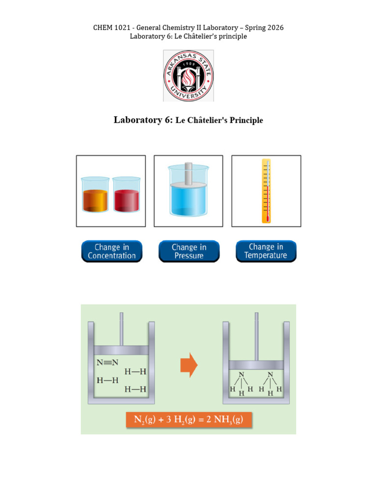 Chem 1021. Spring 2026. Le Chatelier Principle | PDF | Chemical ...