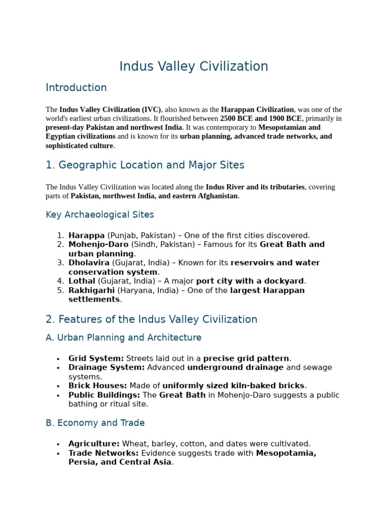 Indus Valley Civilization | PDF