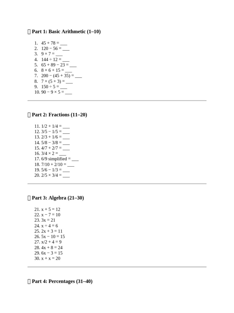 Math Problems Basic To Comprehensive | PDF