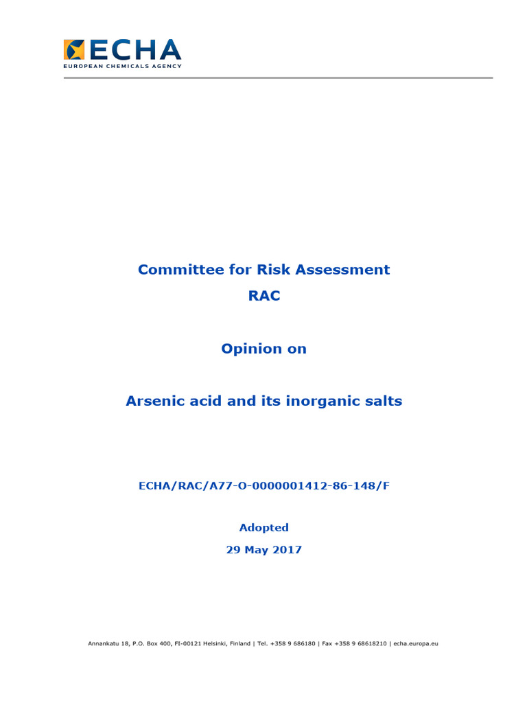 Opinion Arsenic en | PDF | Arsenic | Carcinogen